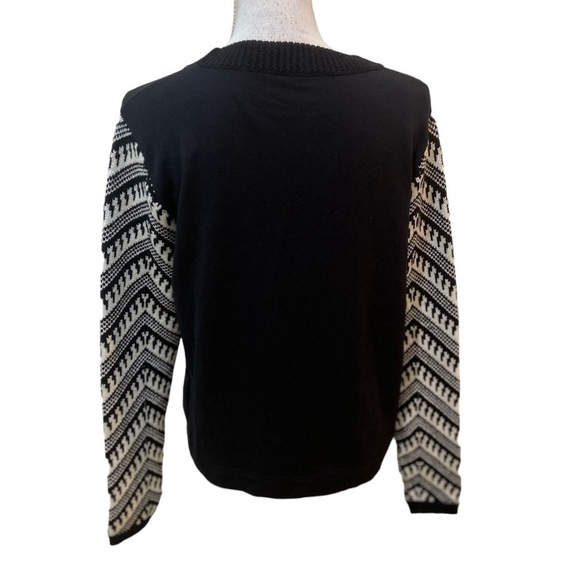 Nwot solana knits black & ecru sample Crew sweater Nordic print sleeves small - Picture 9 of 11